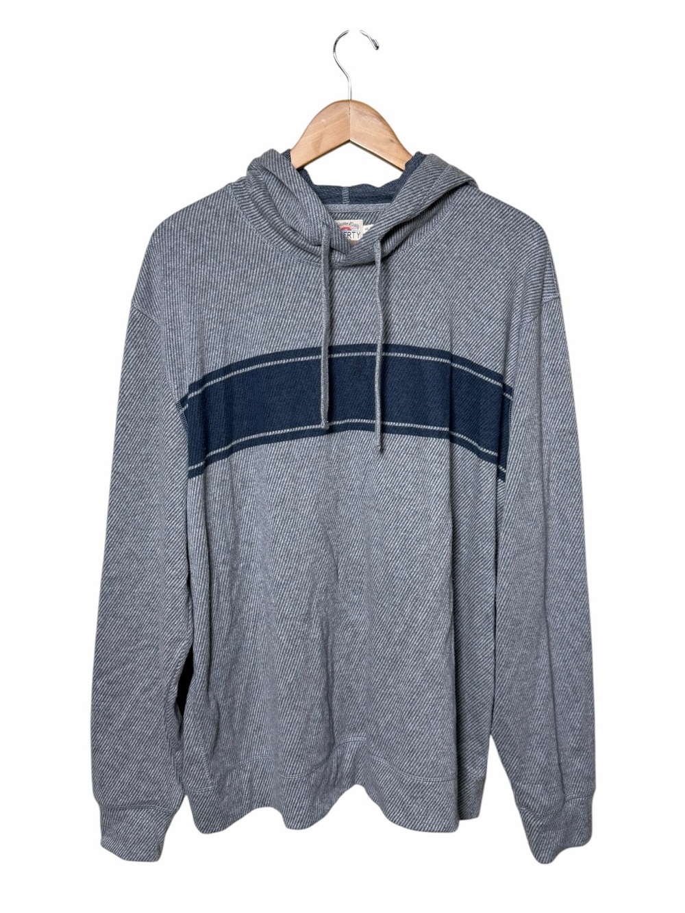 Faherty Striped Baja Hoodie Pullover Blue Gray Coastal Surf XXL